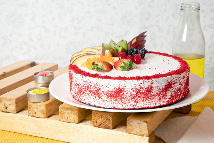 Red Velvet Fresh Fruit Cake - Image 3