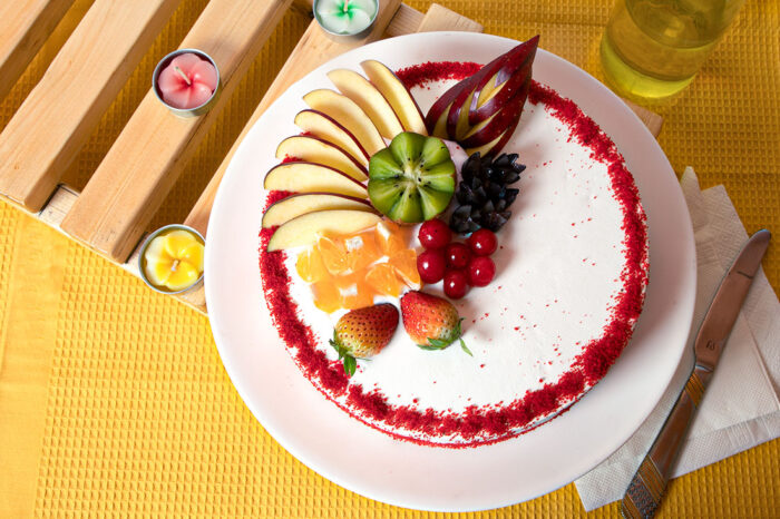 Red Velvet Fresh Fruit Cake - Image 2