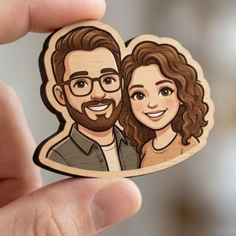 personalized-caricature-wooden-fridge-magnet