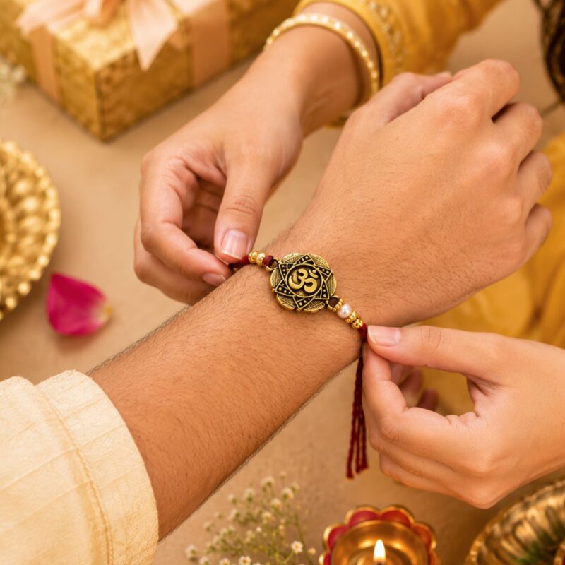 metal-om-rakhi-onwrist